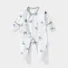 Macacão Bebê Classe a de Algodão Puro com Amarração, Macacão para Recém-Nascido com Coberturas para Mãos e Pés, Costura Fluorescente Roupa Íntima para Recém-Nascido