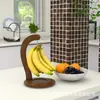 Estante de madera para plátanos de escritorio de verano, estante colgante para conservación y almacenamiento de frutas, bandeja de frutas multifuncional de bambú para plátanos