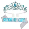 Nueva Corona de Fiesta de Cumpleaños Banda para el Hombro Cinta de Reina Set Accesorios para el Cabello de Reina para Niña Tocado En Stock