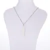 Collar Colgante de Barra Larga de Acero Inoxidable, Barra Rectangular Geométrica Simple y Elegante con una Superficie Lisa, Se Puede Grabar con Nombres o Letras