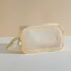 Bolsa de Higiene Pessoal Portátil Transparente Fosca à Prova d'Água Espessa de Grande Capacidade Estilo Coreano Saco de Maquiagem à Prova de Poeira