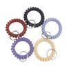 Pulsera de goma para el pelo de línea telefónica esmerilada mate de 2.5 cm transfronteriza con pulsera de llavero cuerda de resorte gruesa de color sólido