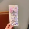 Grampo de Cabelo Infantil com Laço de Tela Concha Estrela do Mar Presilha de Cabelo Doce Desenho Animado Acessório de Cabelo para Menina Princesa