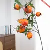 Rama Artificial de Fruta de Granada de 7 Cabezas para Arreglo en Jarrón de Piso de Sala de Estar, Simbolizando Prosperidad y Buena Fortuna, Rama de Fruta Festiva para Decoración del Hogar