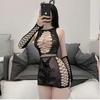 Lingerie Sexy Europeia e Americana Zuijiao, Tentação Sexy em Rede, Roupa de Rede, Conjunto Top Tubo Cortado Feminino, Não Precisa Tirar o Conjunto