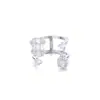 Anel Aberto Quadrado de Diamante Gota d'Água Personalizado Amanhecer de Primavera, Anel de Falange Dupla Camada Totalmente Diamantado Levemente Luxuoso e Robusto, Fornecimento Transfronteiriço