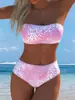 Traje de Baño Bikini Dividido Bandeau Estampado Europeo y Americano Verano 2027 Cintura Alta Adelgazante Ropa de Baño Bikini para Vacaciones en la Playa
