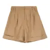 Preço Especial Sem Devoluções Sem Trocas Original 136 Yuan Roupa de Linho com Borda Enrolada Shorts Feminino Verão 250611