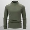 Camiseta Deportiva Unisex de Manga Larga con Media Cremallera y Cuello Alto para Pareja, para Primavera y Otoño, Casual Ajustada, Transpirable, Elástica y de Secado Rápido