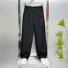 Verano Nuevo Estilo Moda de Gama Alta Versátil Perezoso Relajado Estilo Old Money Transpirable Cómodo Casual Color Sólido Pantalones Largos