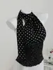 Verano europeo y americano nuevo estampado de lunares casual tirante halter espalda descubierta cintura elástica sin mangas ajuste ceñido camiseta sin mangas venta al por mayor
