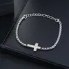 Pulseira de corrente em aço titânio com pingente de cruz, estilo minimalista europeu e americano, unissex, simples e elegante, adequada para casais, acessório de corrente versátil e moderno