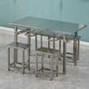 Mesa de comedor de acero inoxidable con taburetes colgantes mesa de comedor mesa de comedor mesa de comedor 4 personas 6 personas escuela fábrica personal tienda de snacks mesa y sillas de comedor