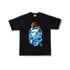 Suministro Mayorista Transfronterizo de Marca de Tendencia de Comercio Exterior Camiseta de Manga Corta Pesada de 260g con Cabeza de Mono Tiburón Bape Ape