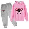Comercio Exterior Primavera y Otoño Ropa para Niños Sudadera con Estampado de Letras CR7 Conjunto de Pantalones Ropa Deportiva Casual para Niños de Edad Media de 3 a 13 Años
