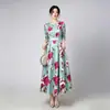 Vestido de Noche Transfronterizo Europeo y Americano con Estampado Floral y Dobladillo Amplio, Ropa de Alta Gama para Madres, Vestido para Banquetes de Boda, Adecuado para el Uso Diario y Fiestas
