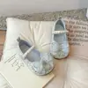 Zapatos de Princesa con Pedrería para Niñas 2026 Otoño Nuevos Zapatos de Cristal para Niños con Diamantes Brillantes y Flores, Hermosos Zapatos Pequeños de Cuero, Zapatos Suaves para Niños
