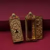 Colgante Thangka Tibetano Concha Cobre Chapado en Oro Incrustaciones de Diamante Budas de Doble Cara Amuleto Caja GAU Caja Vacía Impermeable para Transportar