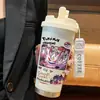 Termo de Pikachu y Gengar de Pokémon, Taza de Agua de Dibujos Animados de Aspecto Elegante con Popote, Botella de Agua Portátil para Estudiantes, Hombres y Mujeres
