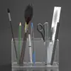 Organizador de Canetas Transparente de Plástico com 3 Compartimentos, Suporte de Mesa para Material de Escritório, Utensílios, Maquiagem e Uso Doméstico