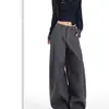 Calça de Lã Grossa Feminina Outono e Inverno 2026 Novo Estilo Solta Preguiçosa Calça de Perna Larga Preta Calça Casual Mochi
