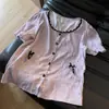 Estilo Ins Lunares Morados Estilo Simple Pijama de Niña Verano Conjunto de Manga Corta y Shorts Estudiantes Pueden Usar como Ropa de Casa