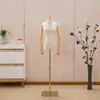 Maniquí de Media Figura Femenina para Escaparate de Tienda de Ropa, Base Galvanizada, Maniquí de Alambre Dorado para Exhibición, Muñeco