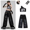 Fantasia de Dança Jazz para Meninas Street Dance Hip-Hop Top Cropped Ombro a Ombro com Alça Calça Rasgada Dança Tendência Conjunto de Performance Jazz
