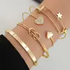 Pulsera de cadena simple retro transfronteriza de Europa y Estados Unidos, moda para mezclar y combinar, pulsera abierta, joyería, combinación de viento apilada, venta al por mayor