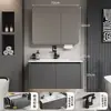 Gabinete de Baño con Esquinas RedondeadasSPC Panal de Aluminio Color Blanco Crema Combinación con Gabinete de Lavabo de Cerámica Lavamanos Lavabo