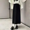 Saia Feminina Outono e Inverno 2024 Novo Design de Cintura Alta Senso de Design Saia Evasê Saia Midi Reta Saia Casual Versátil
