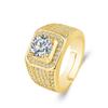 Anel Luxuoso Agressivo Versão Larga Diamante Completo Masculino Moissanita Imitação Diamante Alto Carbono Ouro Gipsófila Abertura Anel Masculino Aliança
