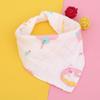 Toalla triangular de gasa espumosa peinada con estampado de dibujos animados de algodón para bebé, toalla absorbente de saliva ajustable con doble broche