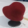 Sombrero de Pescador de Lana Bordado de Saturno Japonés, Sombrero Cálido de Invierno de Color Sólido para Reina Madre, Sombrero de Cubo al por Mayor de Fábrica