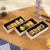 Snacks de Frutas Deshidratadas de Uso Diario Caja de Madera Desechable con Cuatro Compartimentos, Lonchera de Madera Multipropósito con Tapa Transparente, Compartimentación de Alimentos para Tiendas