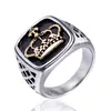 Anillo de acero de titanio para hombre anillo de acero inoxidable anillo de corona de acero inoxidable punk europeo y americano