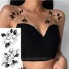 Fornecimento Transfronteiriço de Adesivos de Tatuagem de Flores em Esboço, Adesivos de Tatuagem em Esboço, Tatuagem de Flor Rosa Flor Preta e Branca