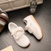 Zapatos blancos Gu Yun para mujer, primavera 2025, combinables, explosivos, con tapa abatible, desentrenamiento, zapatos Forrest Gump, zapatos casuales vintage con cordones