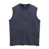 Chaleco casual de algodón puro de 230G, estilo hiphop europeo y americano de alta calle, lavado, desgastado, sin mangas, talla extragrande para hombre