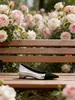 En Stock~2026 Zapatos de Nuevo Estilo Inspirados en Chanel con Bloques de Color, Puntera Puntiaguda y Tacones Gruesos Plateados, Estilo Suave, Versátiles para Usar al Aire Libre