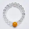 [Impresión Naranja Transparente] Pulsera de Ágata Amarilla Cristal Blanco Natural Cristal Blanco Pulsera para Mujer Más Fácil de Combinar Regalo Lote