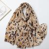 Bufanda Larga de Algodón Satinado Estampada Leopardo Rocoso Vendida de Fábrica Comercio Exterior Transfronterizo Transmisión en Vivo Viaje Vacaciones Protector Solar Cálido Chal para Mujer Delgado