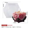 Presente de Dia dos Namorados vela perfumada de rosa quadrada molde de silicone decoração de ornamento de flor transfronteiriça molde