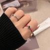 Anillo abierto con forma de corazón, estilo japonés y coreano, con esmalte esmaltado, bonito y dulce, combina con todo, ajustable, sencillo y combina con todo.