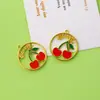 Círculo de Frutas Transfronterizo Cereza Sandía DIY Aleación Goteo de Aceite Accesorios Pendientes Colgante Llavero Colgante