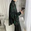 Celebridade da Internet de comércio exterior camisa muito fada masculina solta manga longa chique retrô abstrata estampada jaqueta de camisa boate nicho