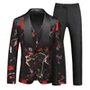 Terno Masculino Jacquard Transfronteiriço Novo Moda Masculina Terno Jacquard Masculino Três Peças Traje de Apresentador MC Palco