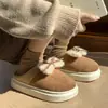 Tendência Laço Moda Chinelos de Algodão Feminino Inverno Interno Casa Novo Estilo Plus Veludo Quente Encaixar no Calcanhar Sensação Confortável Chinelos de Algodão