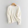 Suéter de Cachemira para Mujer 100% Cachemira Pura Suéter de Punto para Mujer Cuello Redondo Otoño e Invierno Nuevo Holgado de Punto Hueco Suéter Básico
