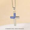 Collar de Cruz de Acero de Titanio Transfronterizo con Zircón Accesorios para Mujer, No se Desvanece, de Alta Gama, Nicho, Conserva el Color, Cadena de Clavícula de Lujo Ligero